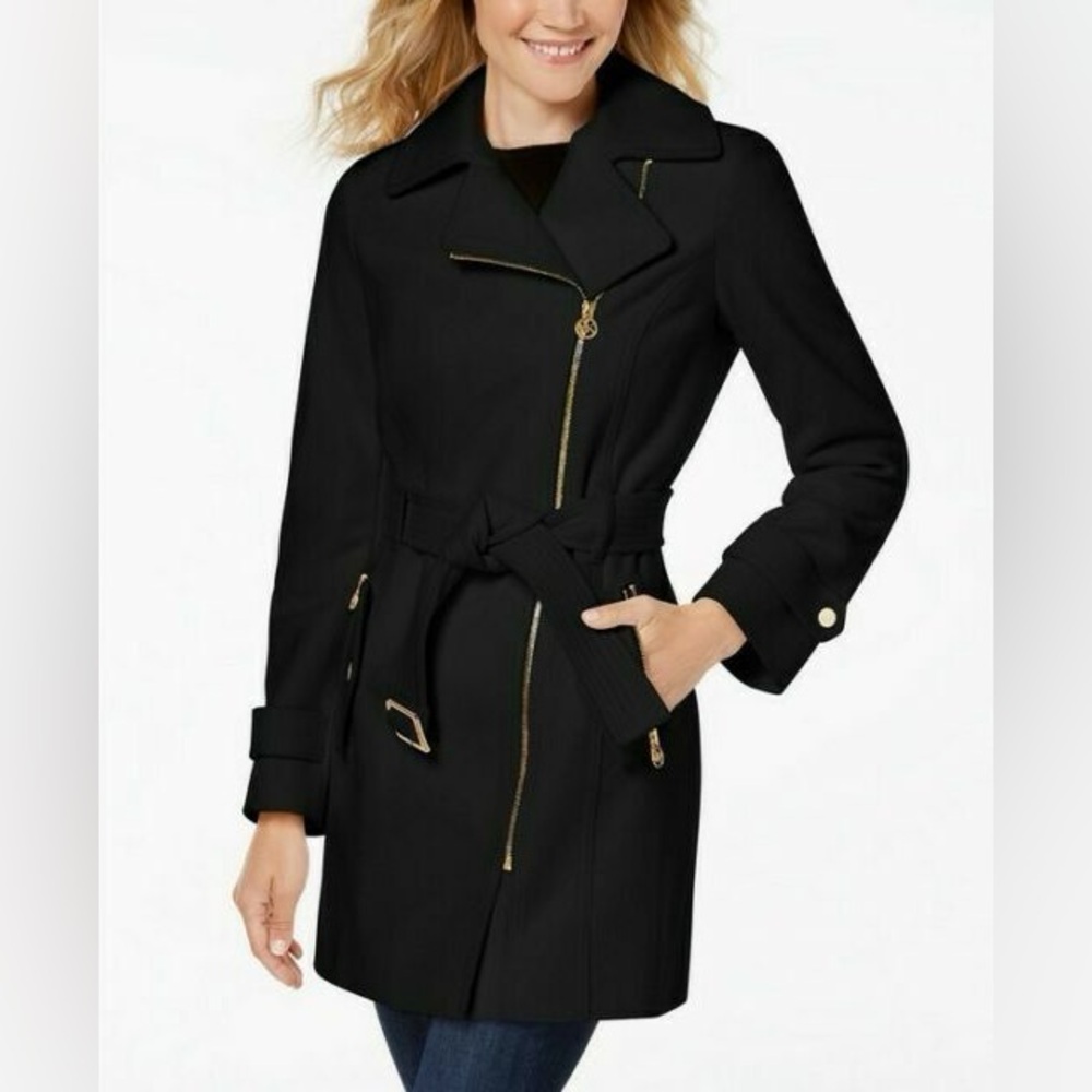 🎉HOST PICK🎉 Michael Kors Women’s Zip Up Black & Gold Winter Pea Coat- Size 16 - Picture 3 of 12